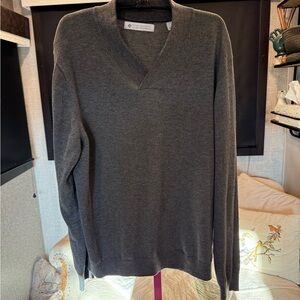 Ryan Seacrest Distinction Dark Gray V-Neck Men's Sweater size large